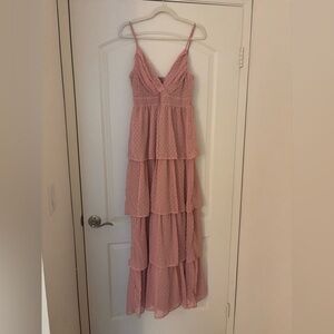 Lulu's Blush Pink Textured, Tiered Maxi Dress